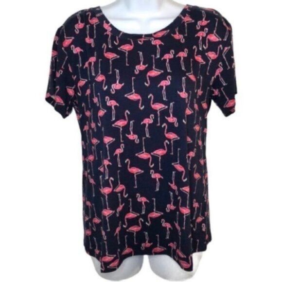 Modcloth Short Sleeve Instant Fit Relaxed Fit Tshirt Flaming Print Navy S NWT - Picture 3 of 7